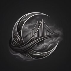 Obscuro Private Bridge logo: a suspension bridge inside a crescent